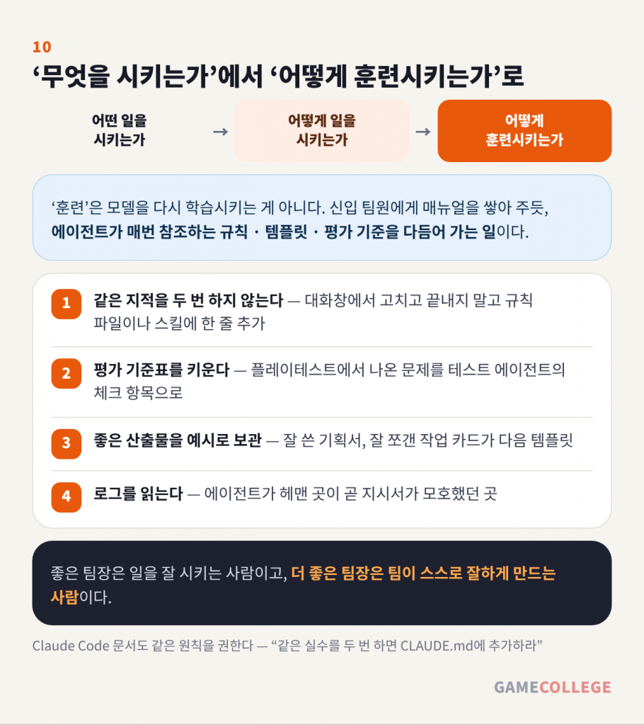 에이전트를 훈련시키는 네 가지 습관